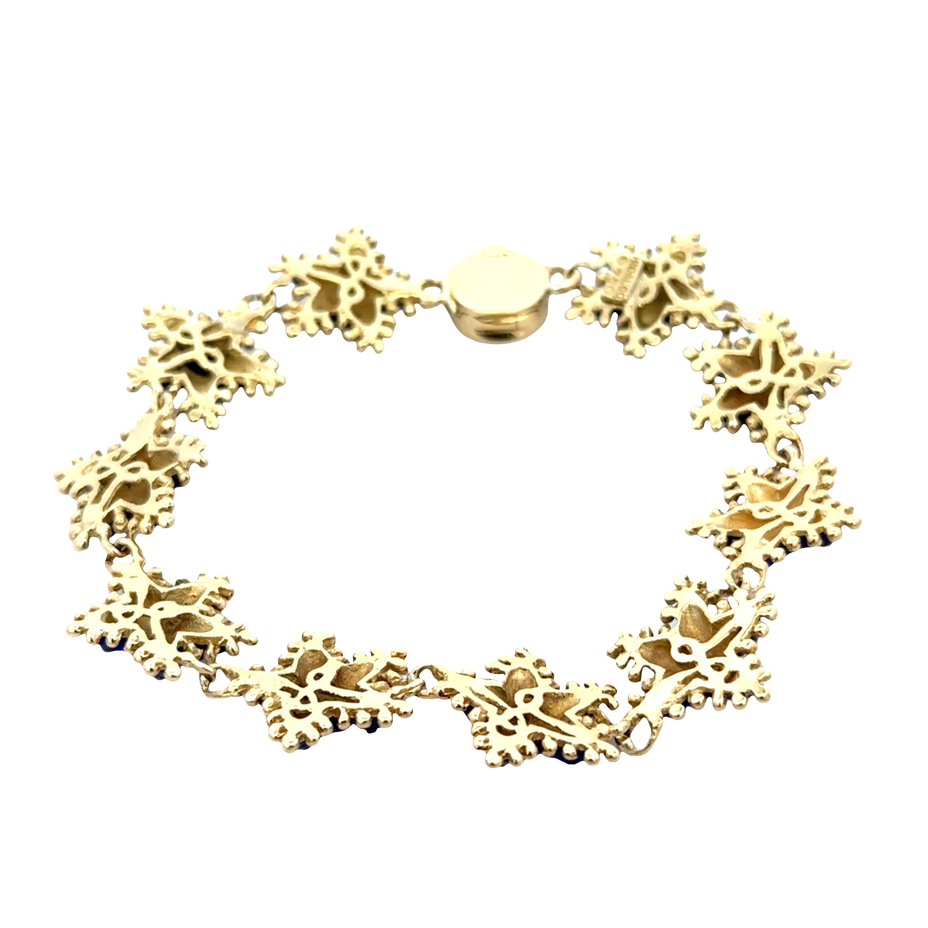 Vintage 18k Yellow Gold Starfish Bracelet with Blue Enamel – 7" - Image 3