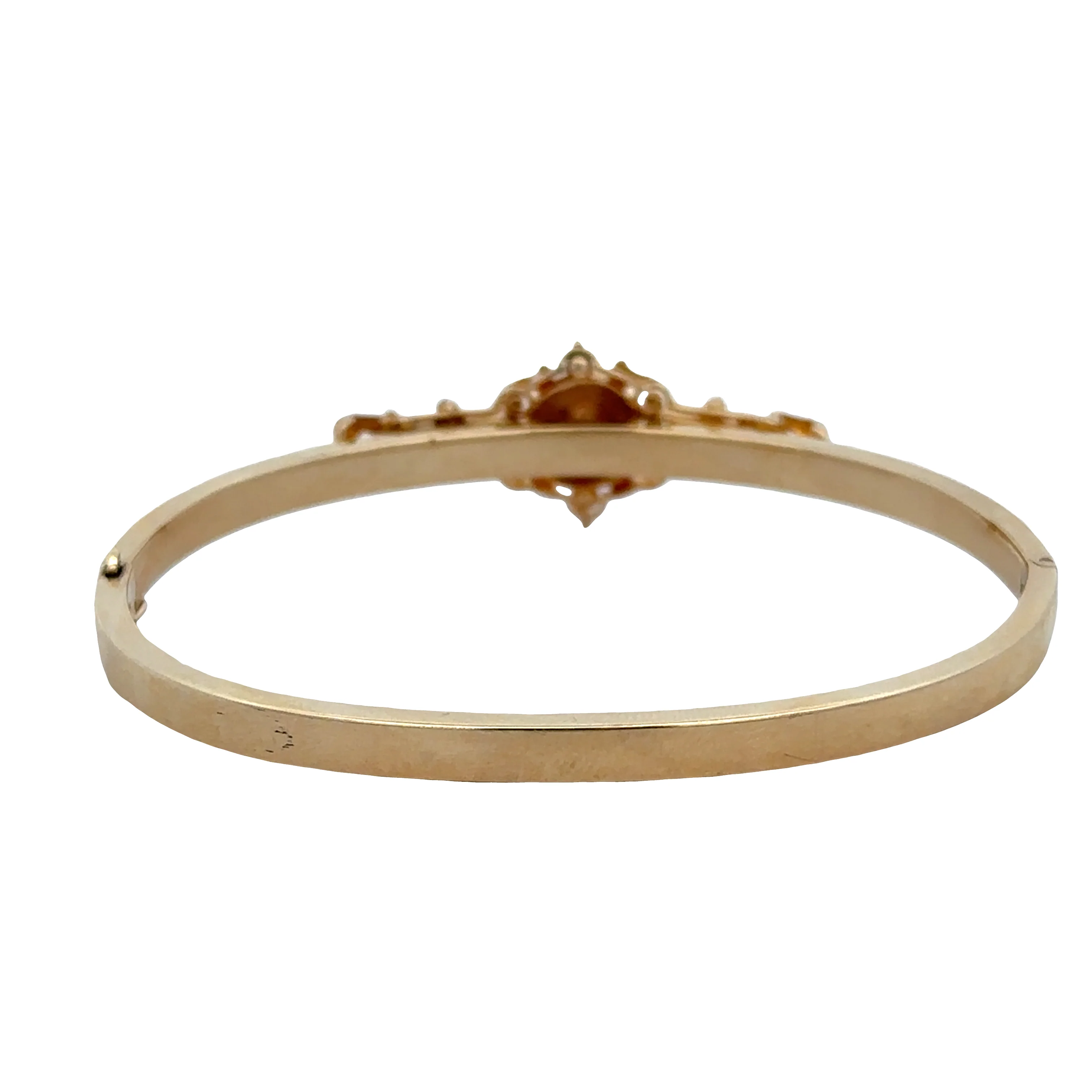 Vintage/Antique 14k Yellow Gold Hinged Bangle with Opal & Seed Pearl Brooch - Image 2