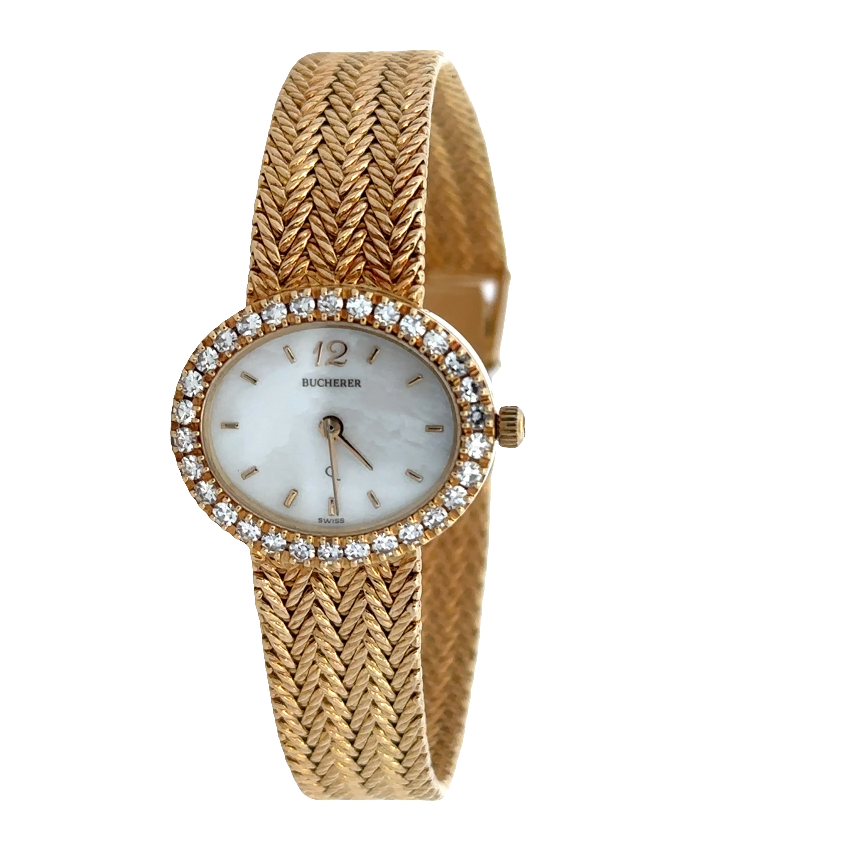 Vintage Bucherer 18k Yellow Gold Diamond & Mother of Pearl Ladies Wristwatch – Ref. 8945 5