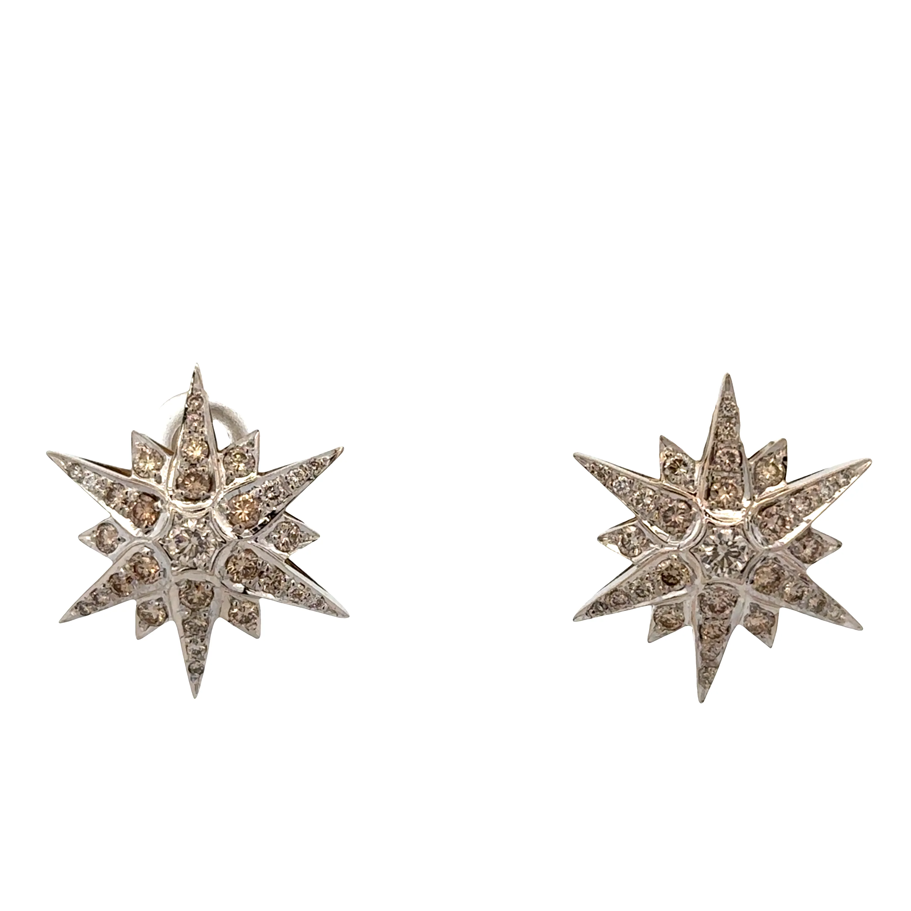 Vintage H. Stern 18k White Gold Diamond Star Motif Earrings