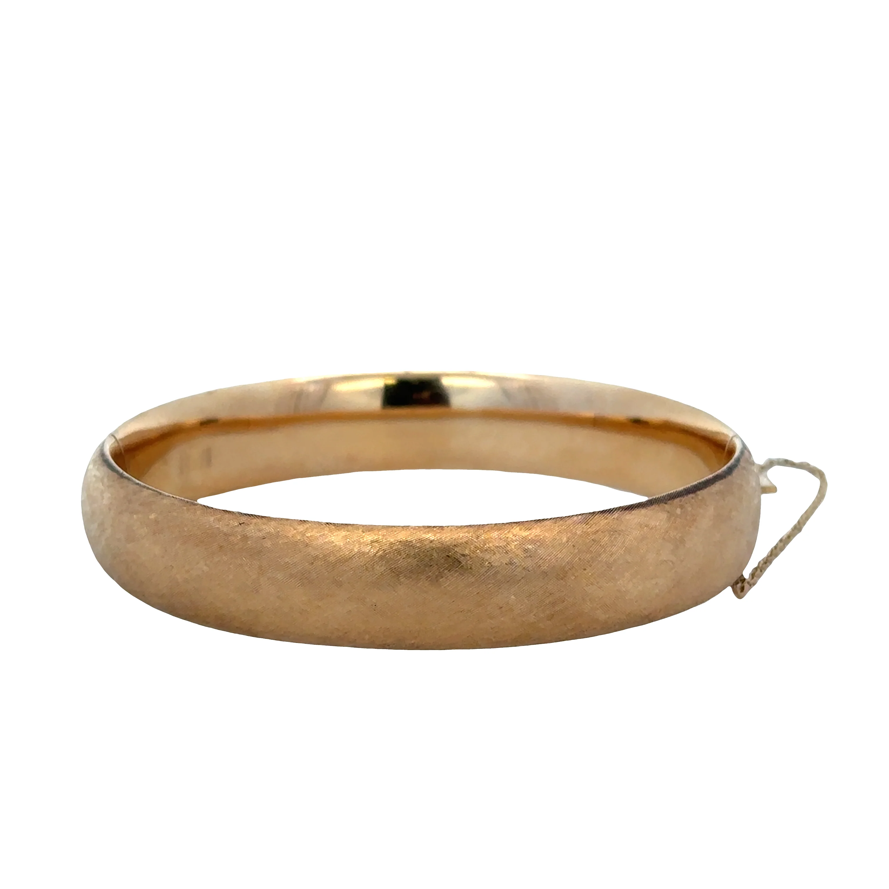 Vintage Mid-Century 14k Yellow Gold Florentine Hinged Bangle Bracelet by Binder Brothers