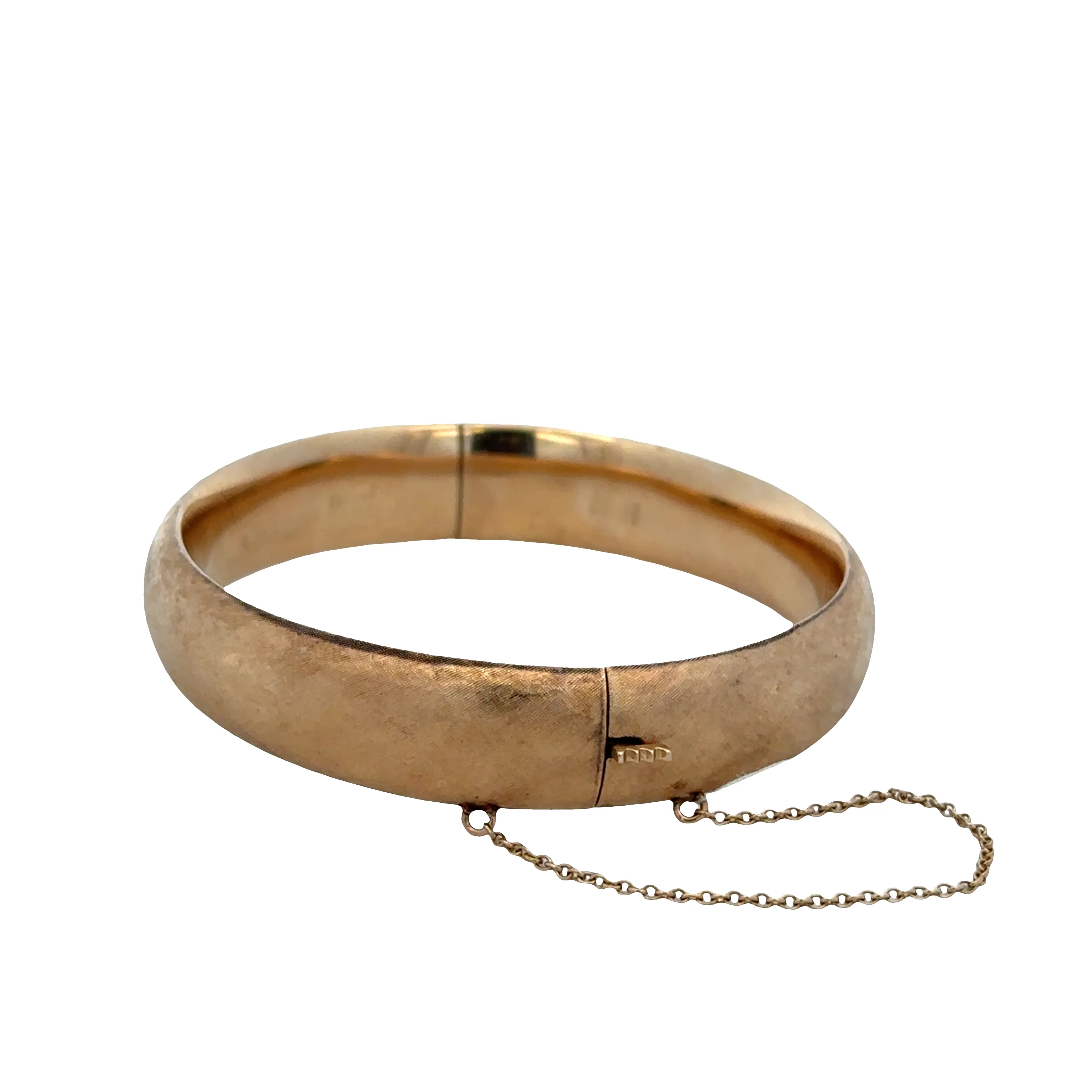 Vintage Mid-Century 14k Yellow Gold Florentine Hinged Bangle Bracelet by Binder Brothers - Image 2