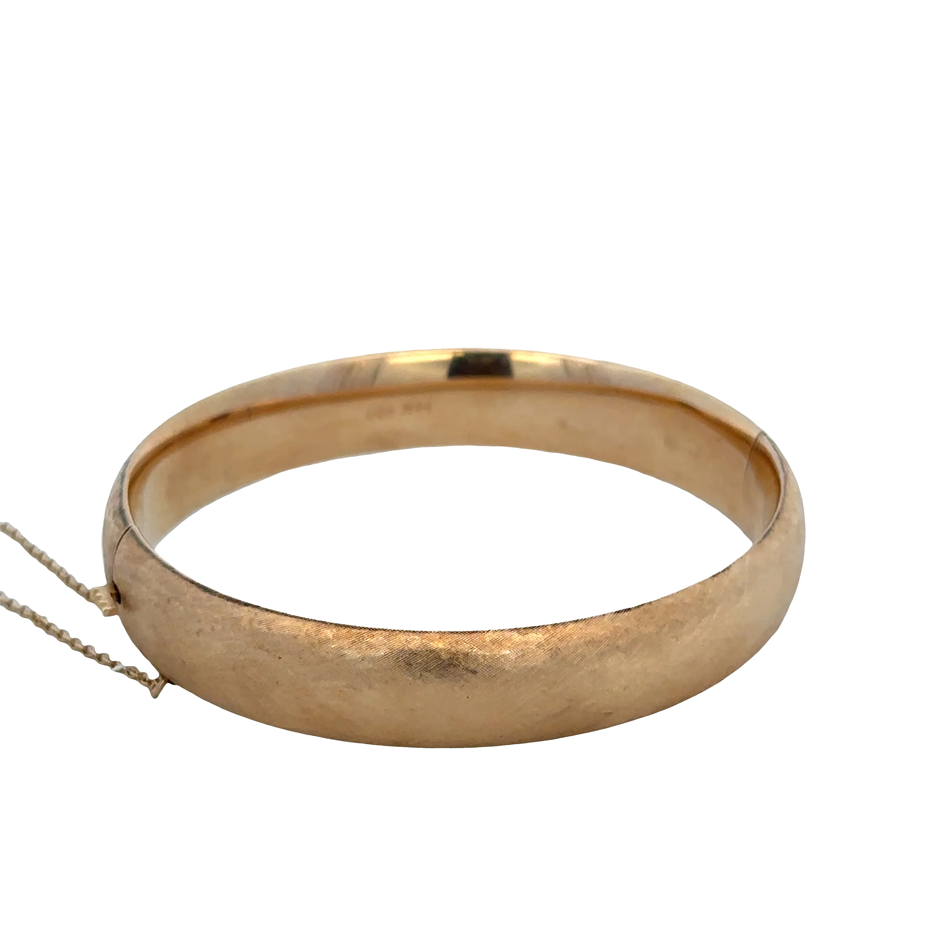 Vintage Mid-Century 14k Yellow Gold Florentine Hinged Bangle Bracelet by Binder Brothers - Image 3
