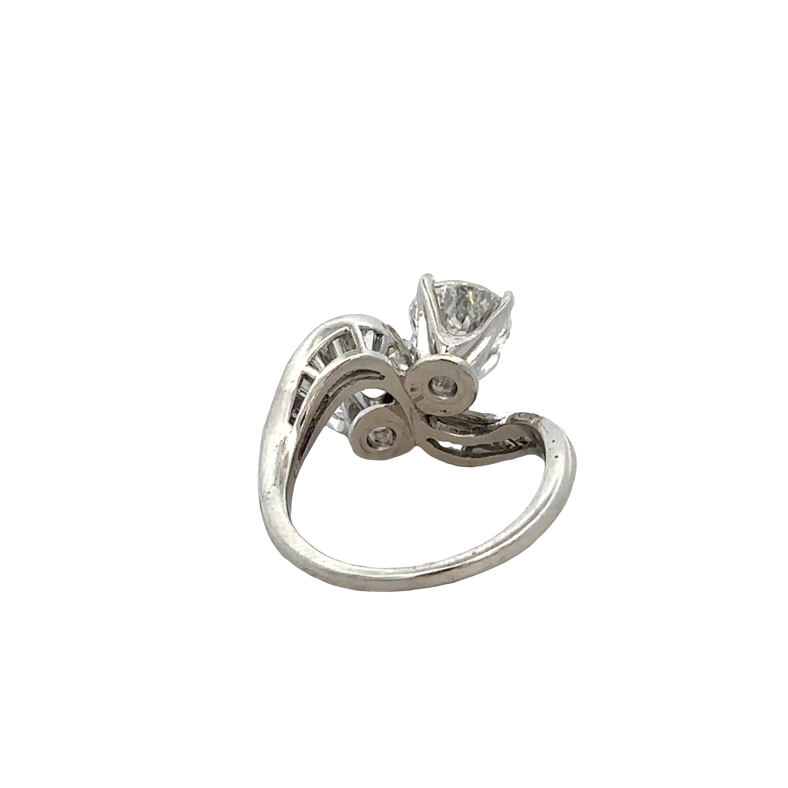 Vintage Mid-Century Platinum Diamond Bypass Ring – Size 4.5, Circa 1950s–60s - Image 3