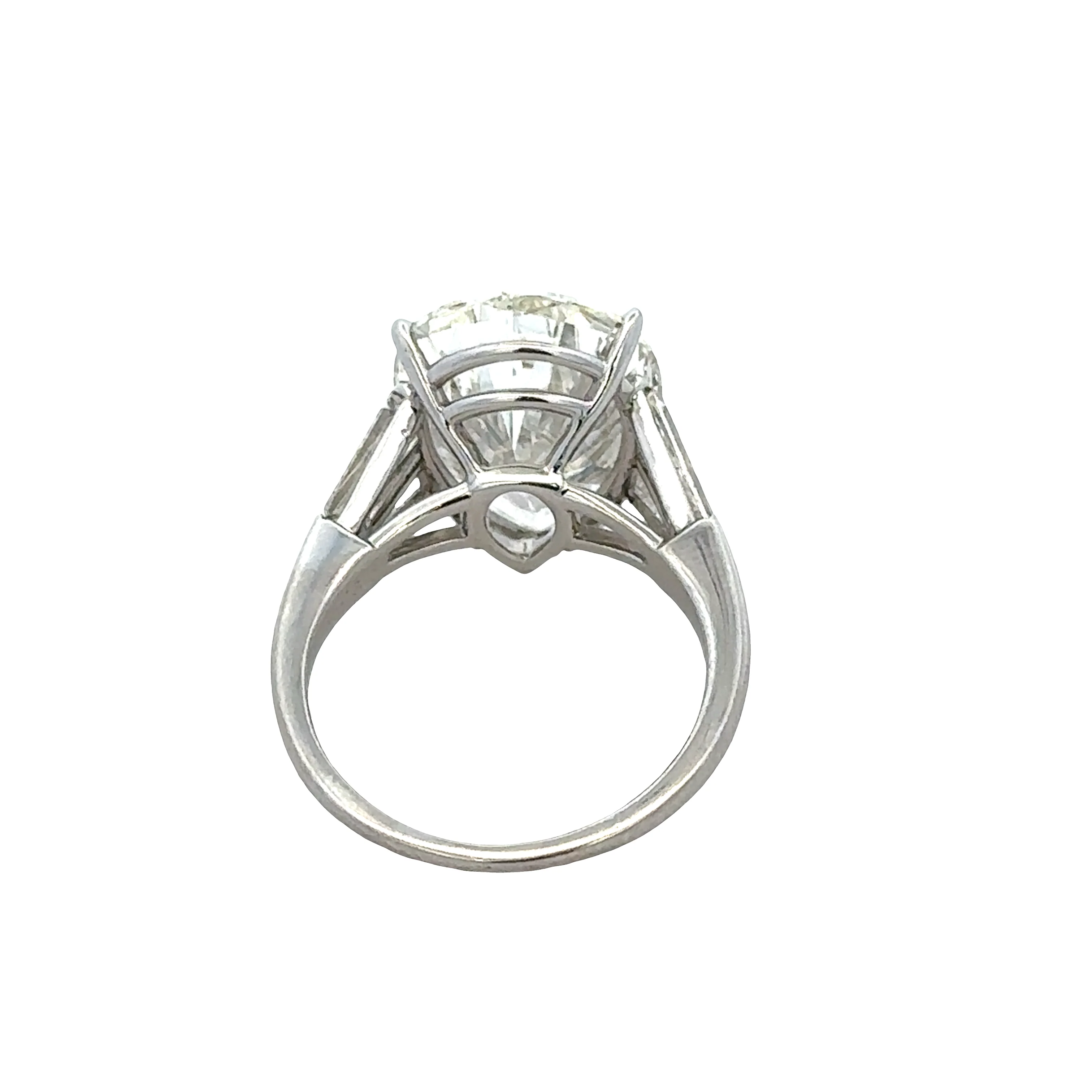 Vintage Platinum 7.72ct Pear-Shaped Diamond Ring with Baguette Accents – Size 6.25 - Image 3