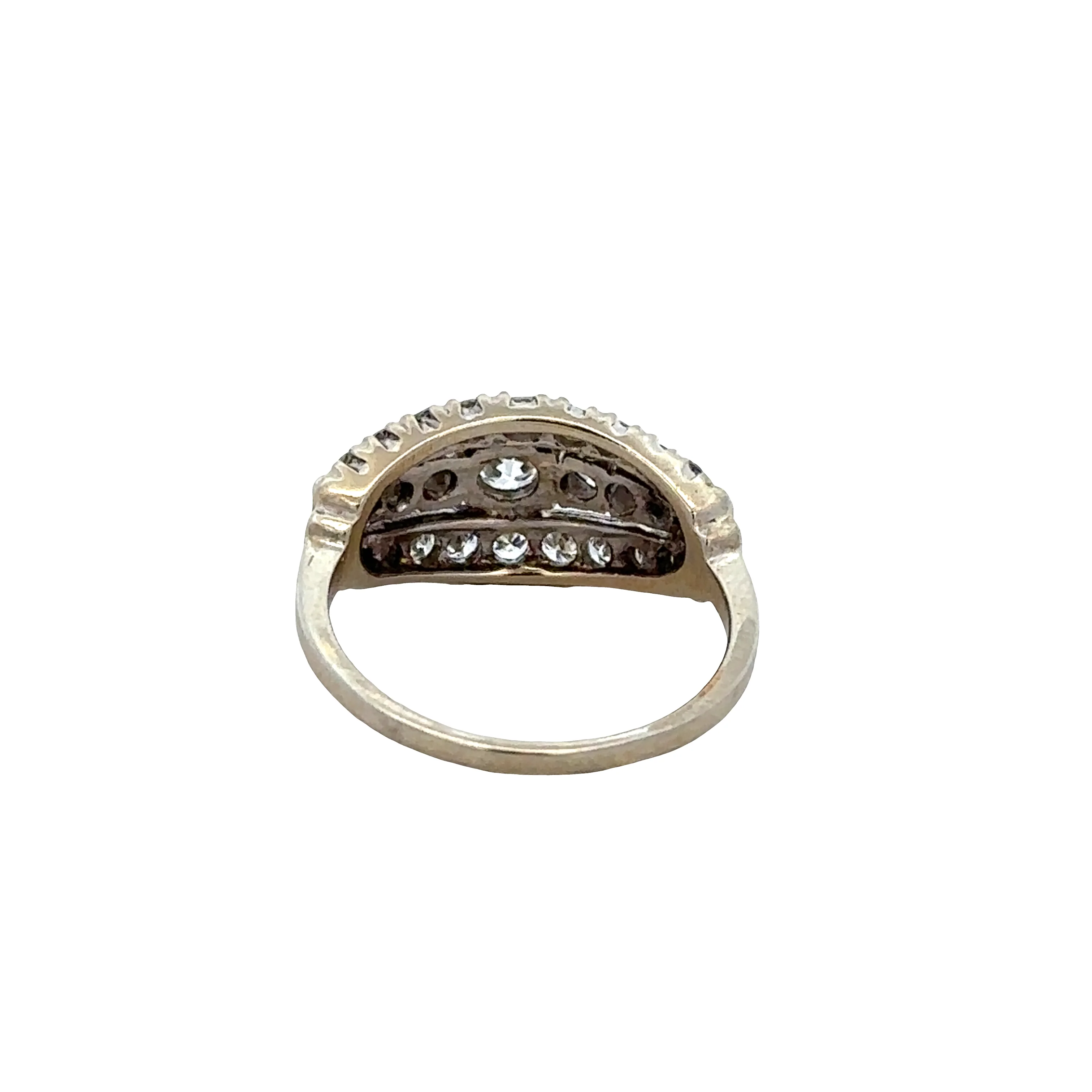Vintage Platinum and 14k White Gold Diamond Three-Row Ring – Size 6.5 - Image 3