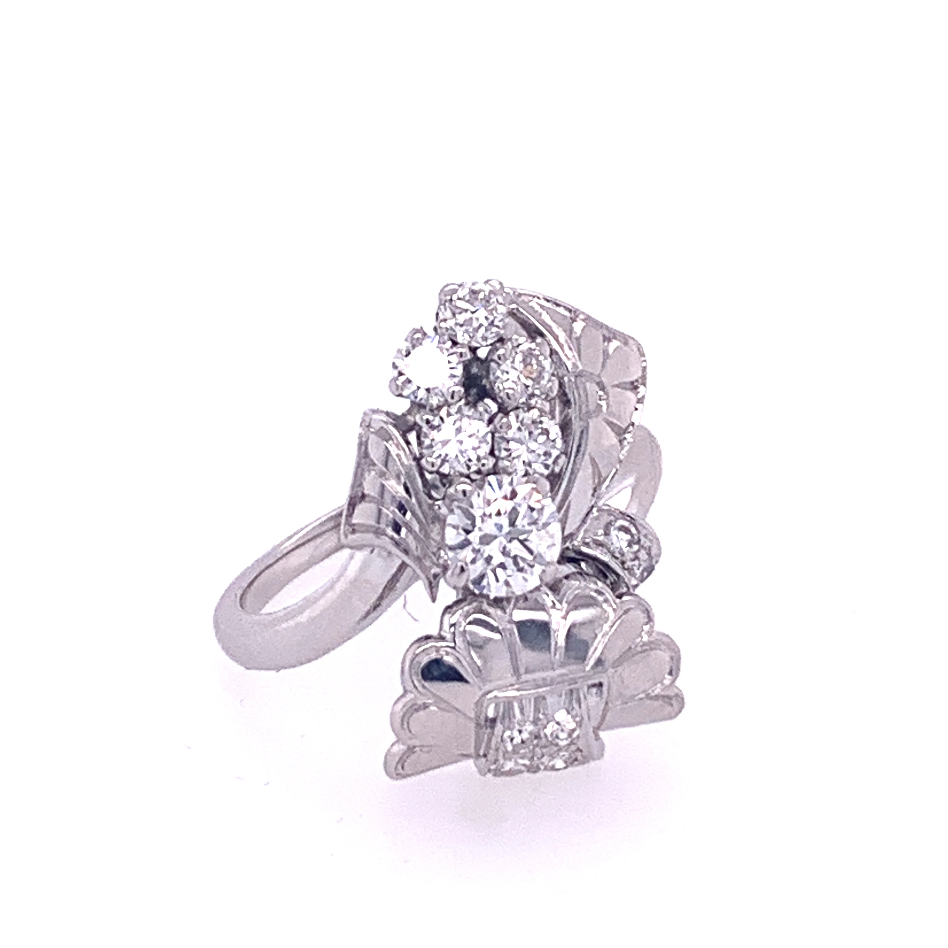 Vintage Platinum Lambert Brothers Diamond Flower Motif Ring - Image 2