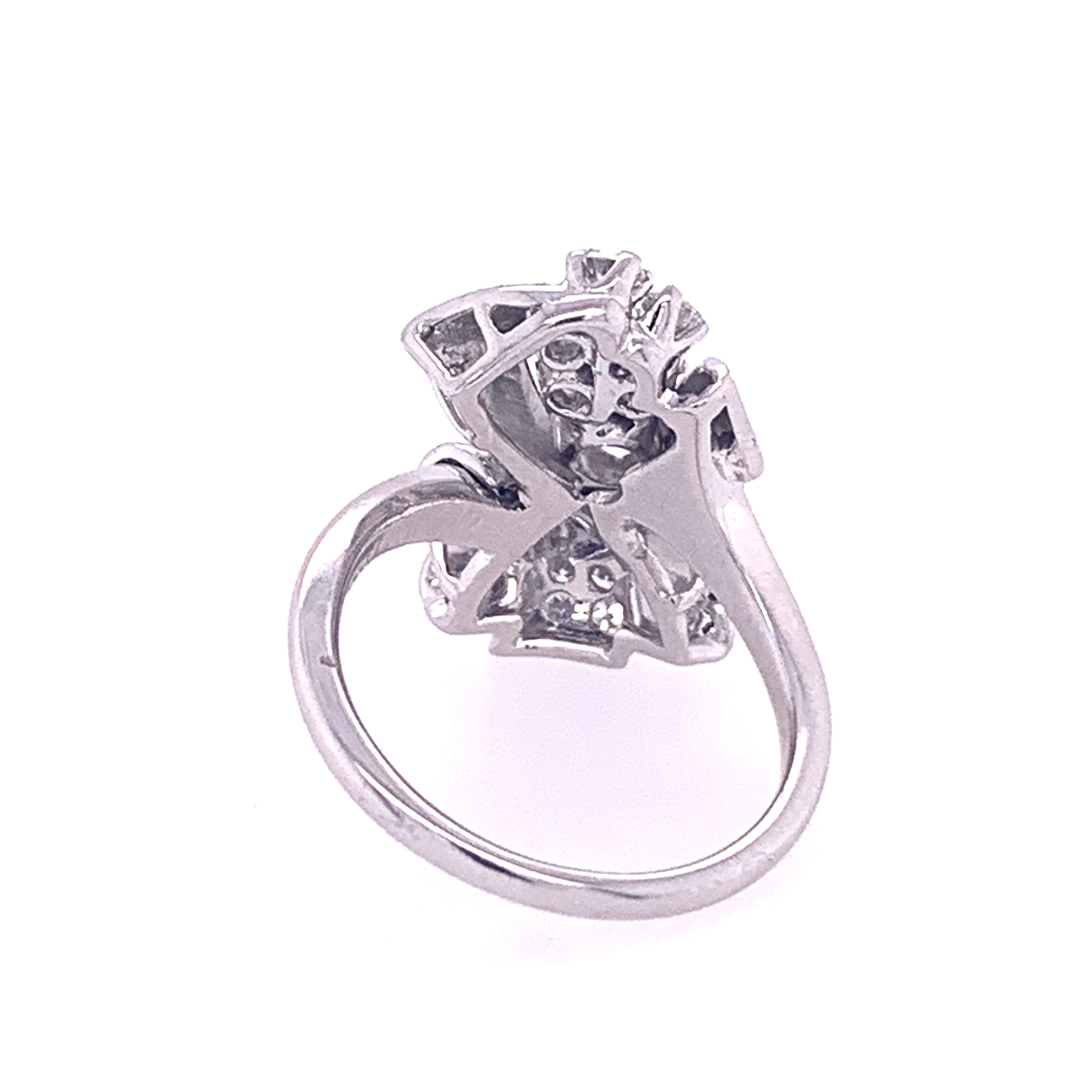 Vintage Platinum Lambert Brothers Diamond Flower Motif Ring - Image 3