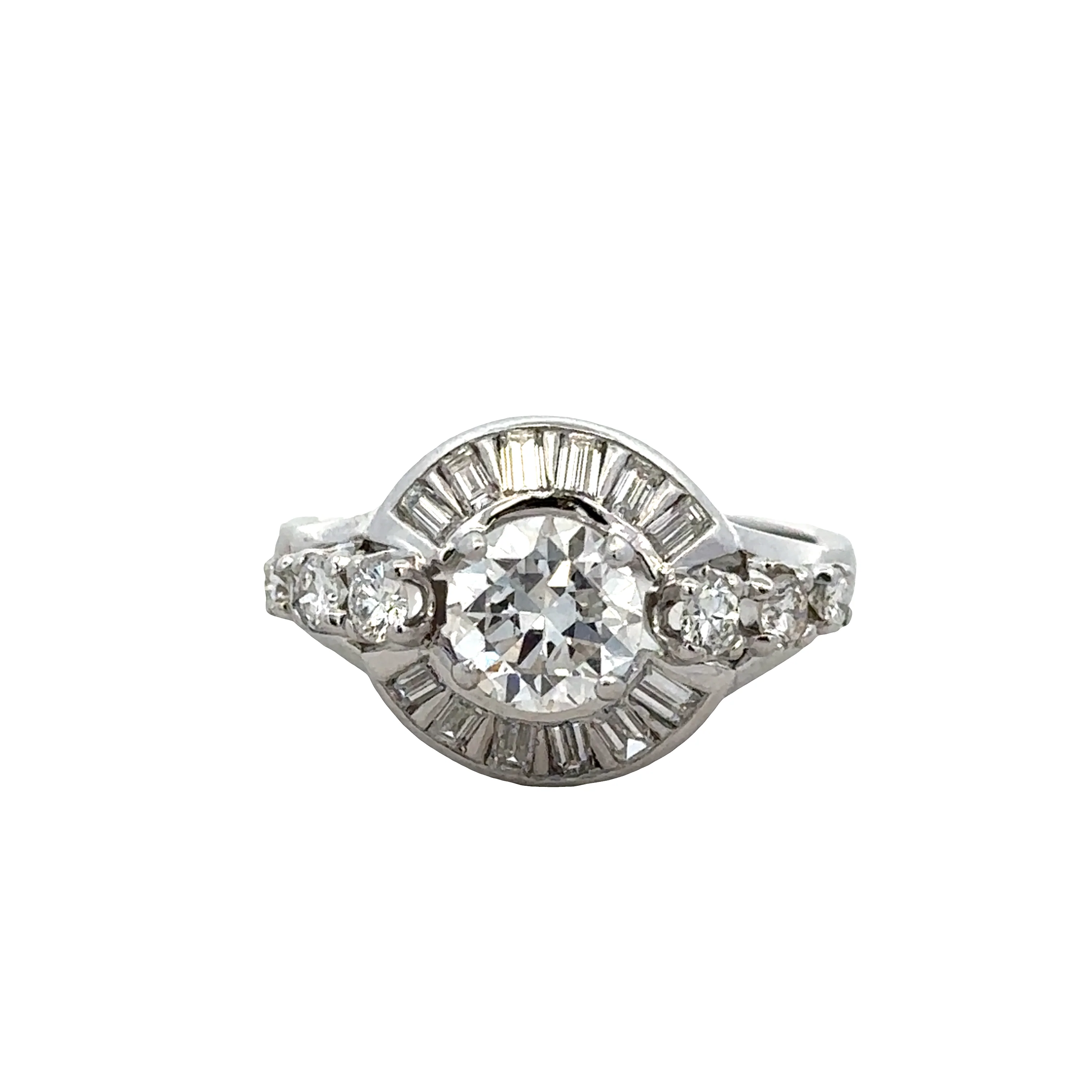 Vintage Platinum Old European Cut Diamond Engagement Ring – Size 6.75