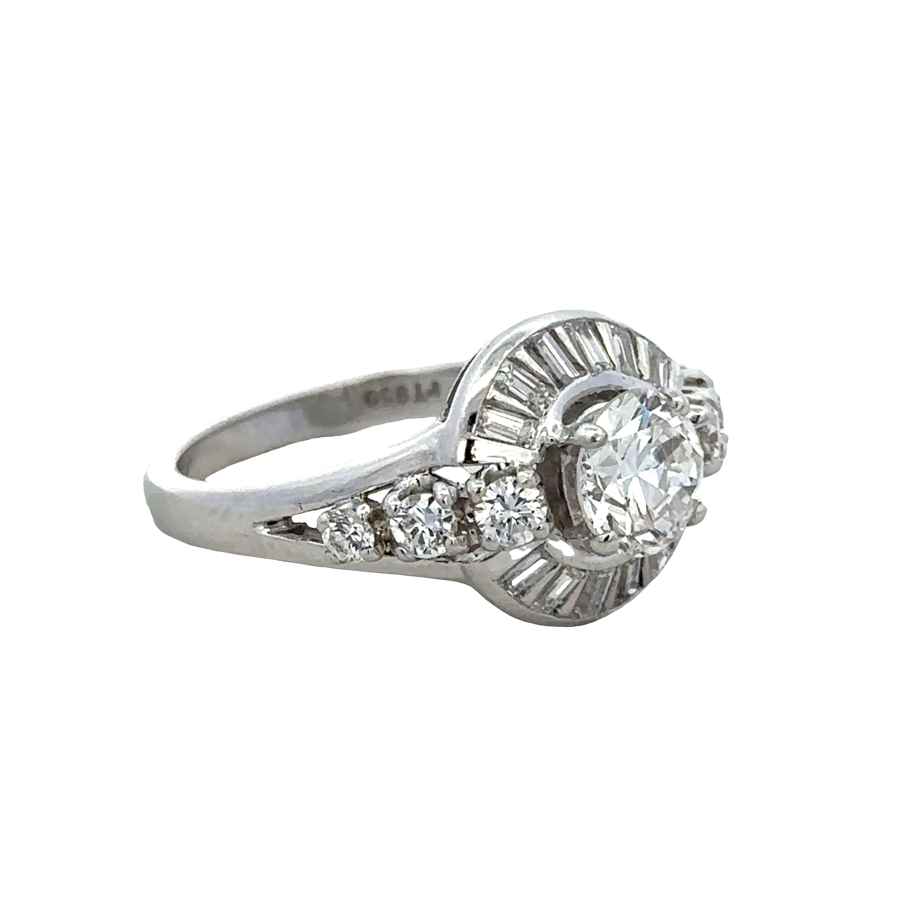Vintage Platinum Old European Cut Diamond Engagement Ring – Size 6.75 - Image 2