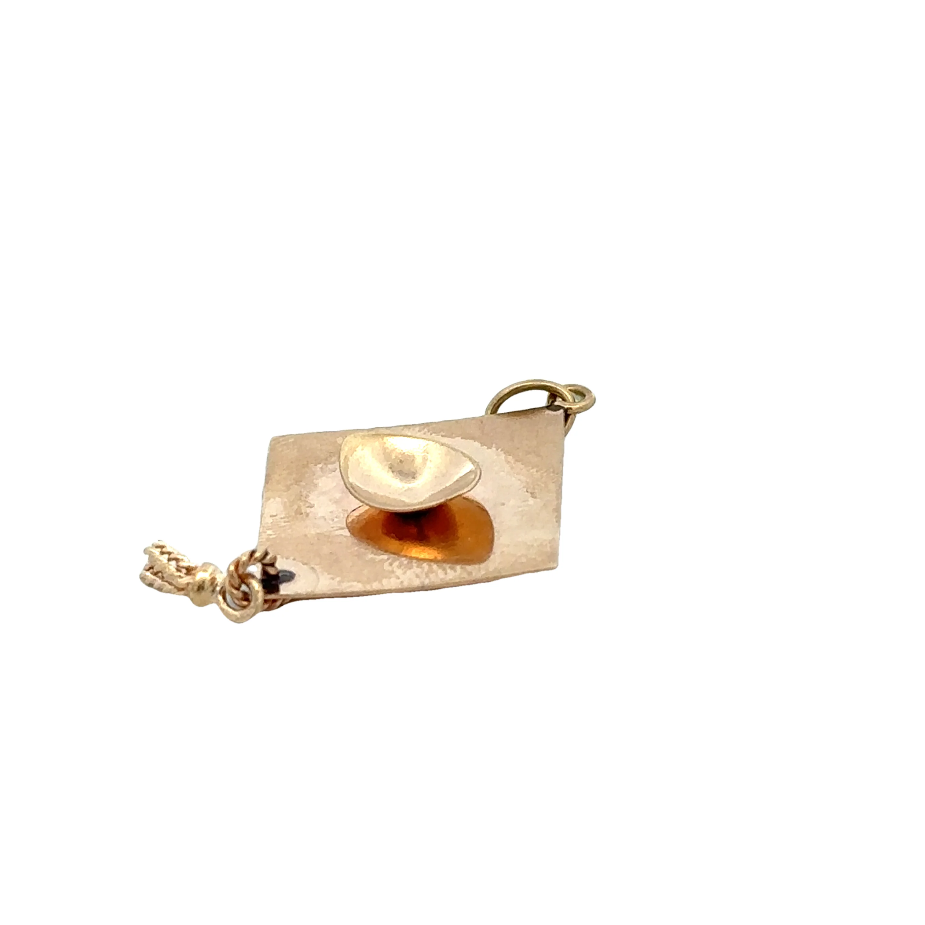 Vintage Two Tone Rose and Yellow Gold Graduation Cap Charm - Image 3