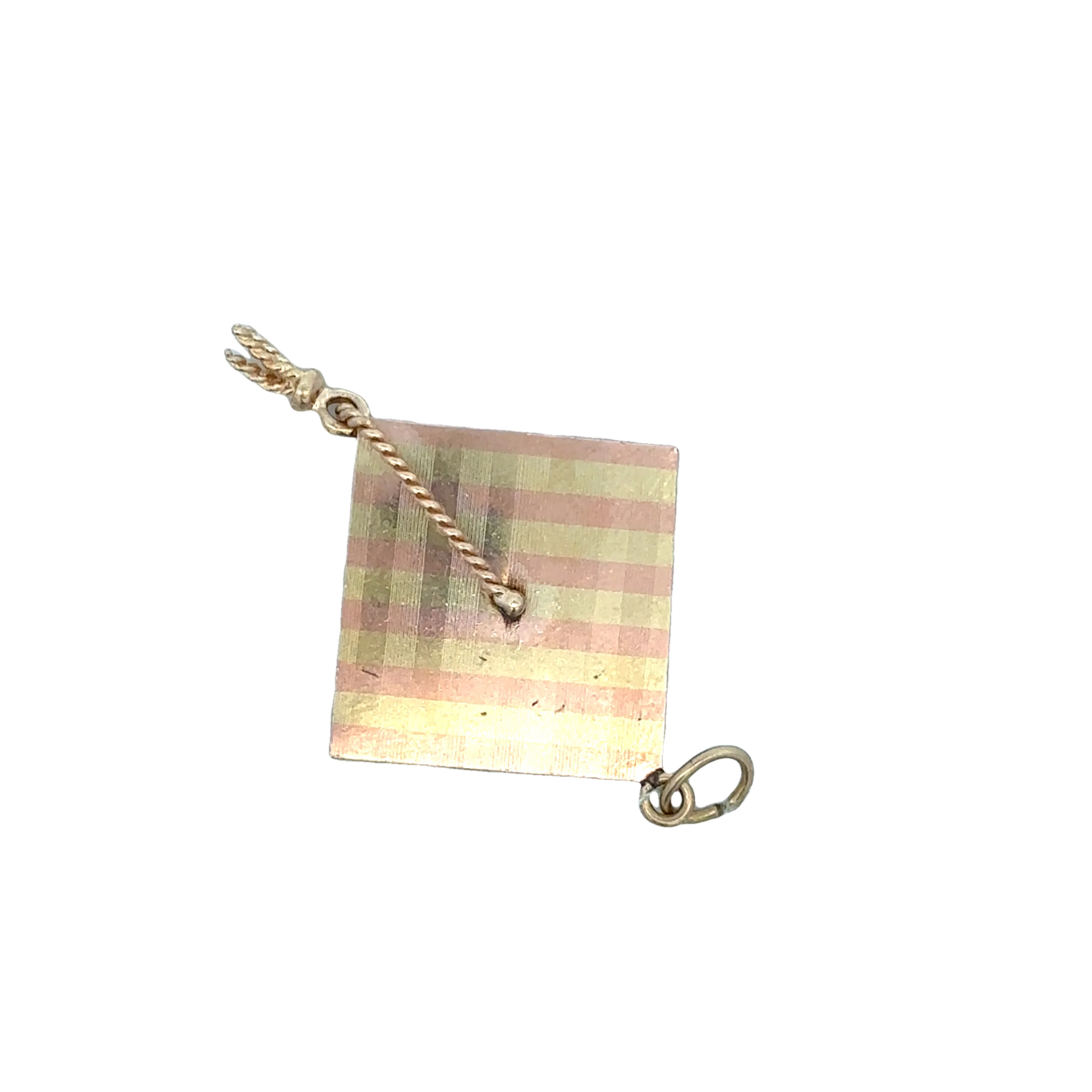 Vintage Two Tone Rose and Yellow Gold Graduation Cap Charm - Image 4